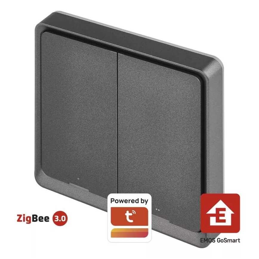 Выключатель 2-кнопочный GoSmart 1xCR2430 Tuya черный