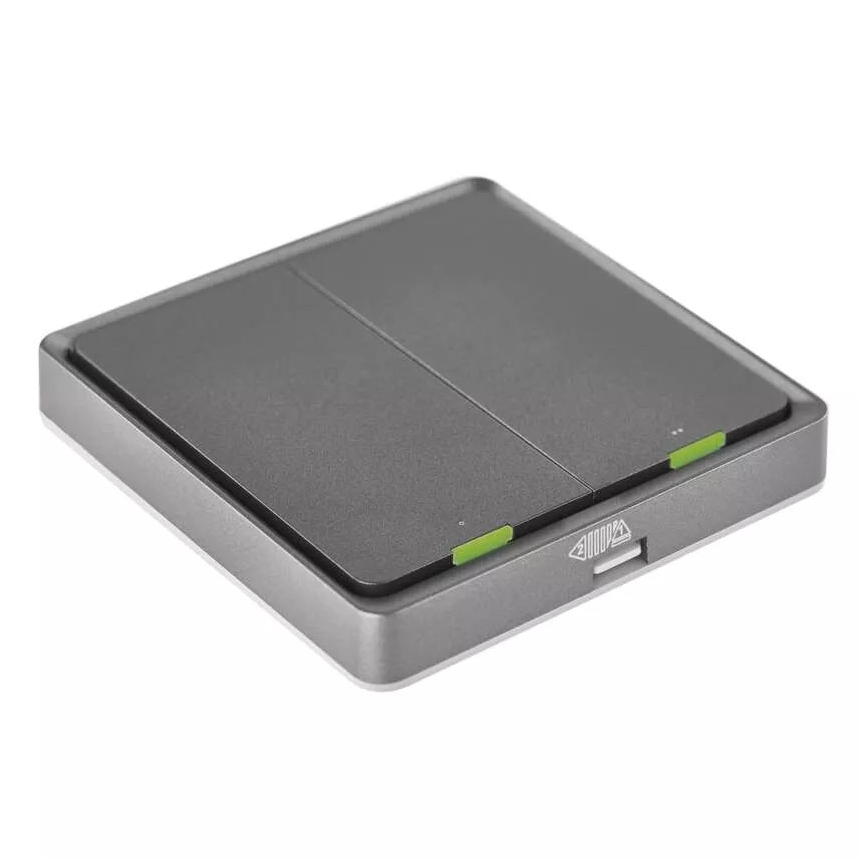 Выключатель 2-кнопочный GoSmart 1xCR2430 Tuya черный