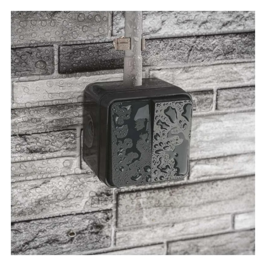 Выключатель для дома 2-кнопочный переключающий № 6+6 IP55 антрацит