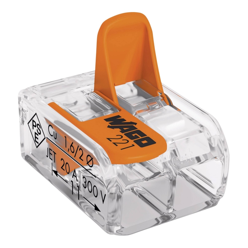 WAGO 221-412 - Клема швидкого монтажу COMPACT 2x4 450V помаранчева