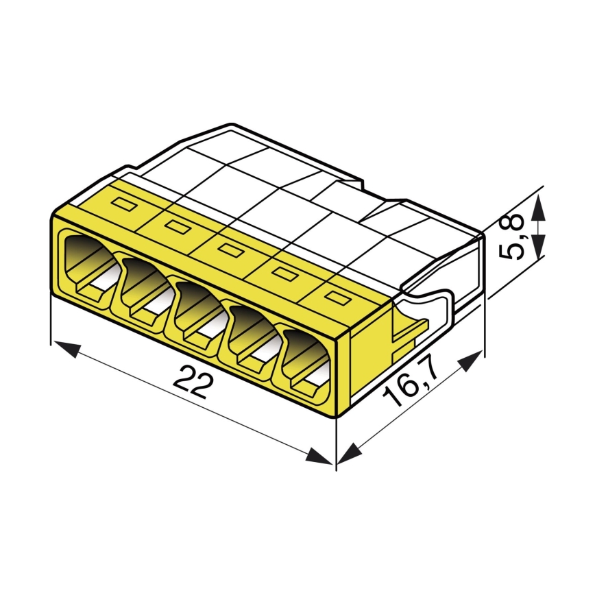 WAGO 2273-205 - Клема сполучна COMPACT 5x2,5 450V жовта