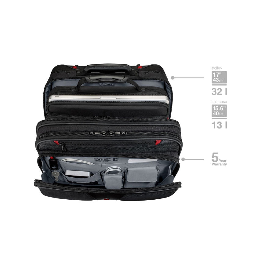 Wenger - Дорожня валіза на коліщатках 25 l 17" + сумка для ноутбука 15,6" Patriot чорний