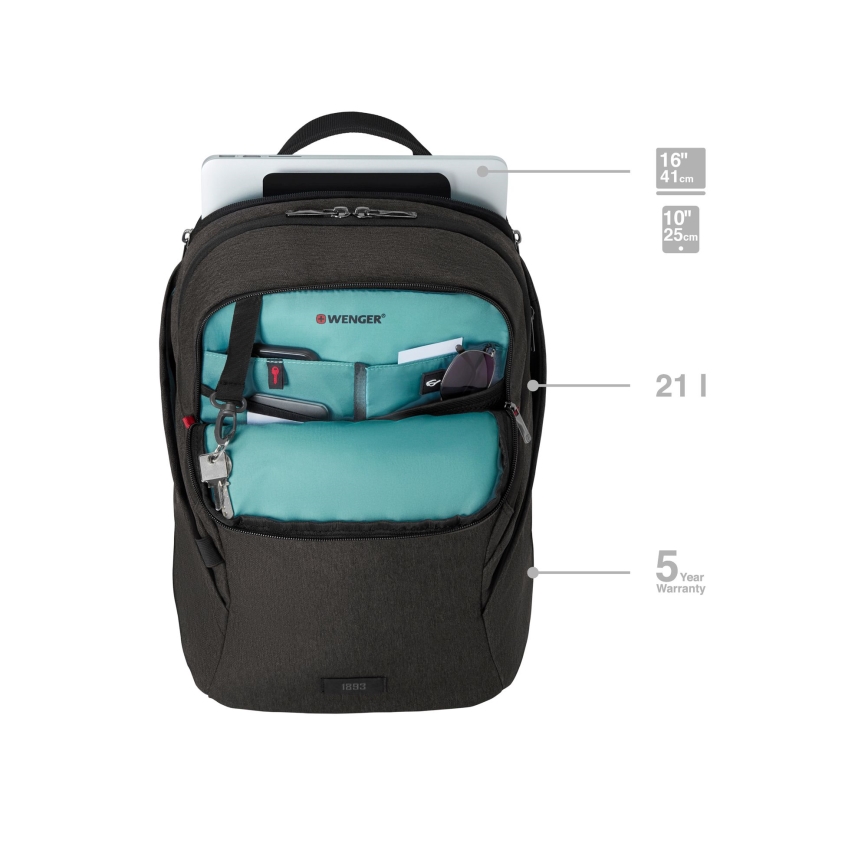 Wenger - Laptop backpack 21 l 16" с карманом для планшета 10" MX Светильник черная