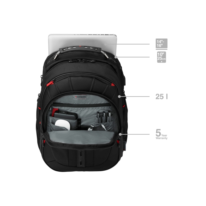 Wenger - Рюкзак для ноутбука 25 л 16 с карманом для планшета 10 Pegasus Deluxe черный