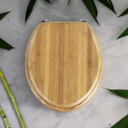 WENKO 144726100 - Унитазное сиденье BAMBOO 34x41 см коричневое/серебристое