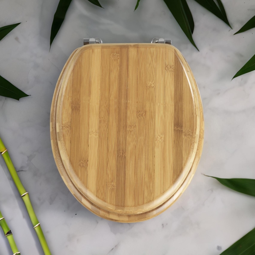 WENKO 144726100 - Унитазное сиденье BAMBOO 34x41 см коричневое/серебристое