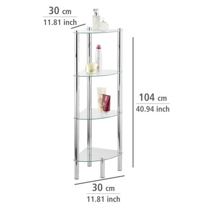 WENKO 15852100 - Стеллаж YAGO 30x104 см нержавеющая сталь/серебристый/прозрачный