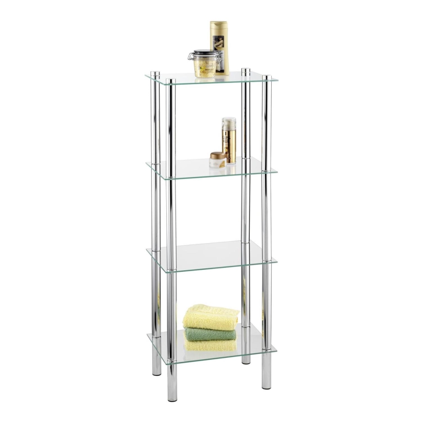 WENKO 15853100 - Стеллаж YAGO 40x104 см из нержавеющей стали, серебристый/прозрачный