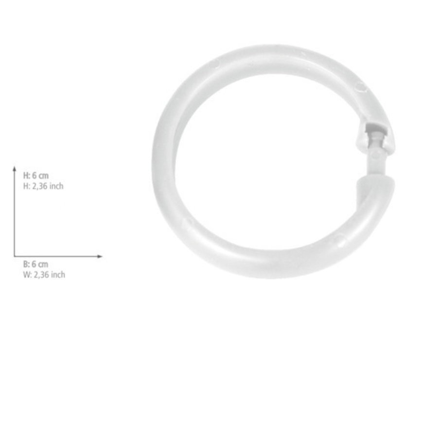 WENKO 19194100 - Кольца для душевой шторы LYGE 6x6 см белые