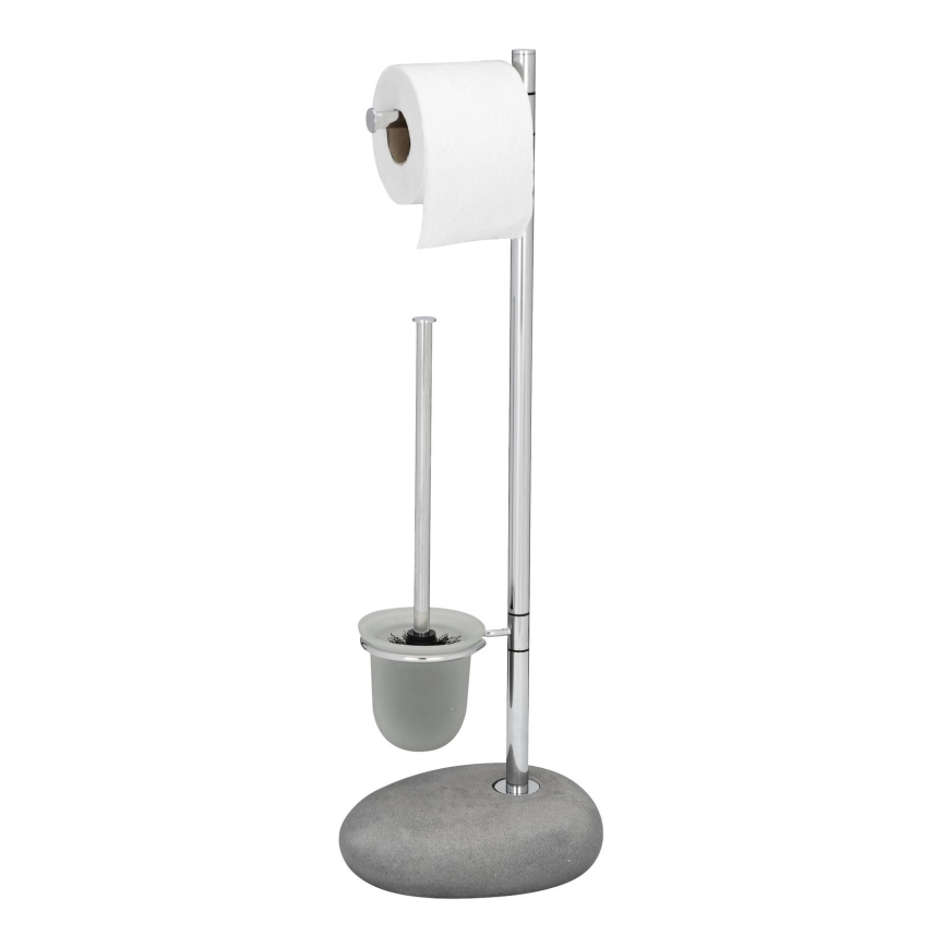 WENKO 19494100 - Щетка для унитаза PEBBLE STONE 23,5x70 cm полированный хром/серый/сатин