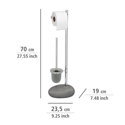WENKO 19494100 - щітка для унітазу PEBBLE STONE 23,5x70 см блискучий хром/сірий/сатин