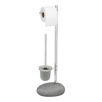 WENKO 19494100 - щітка для унітазу PEBBLE STONE 23,5x70 см блискучий хром/сірий/сатин