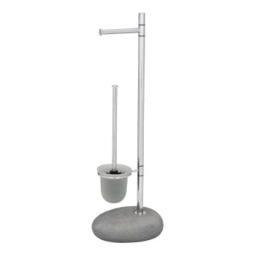 WENKO 19494100 - щітка для унітазу PEBBLE STONE 23,5x70 см блискучий хром/сірий/сатин