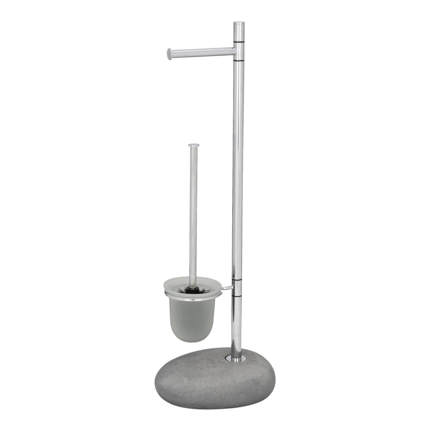 WENKO 19494100 - щітка для унітазу PEBBLE STONE 23,5x70 см блискучий хром/сірий/сатин