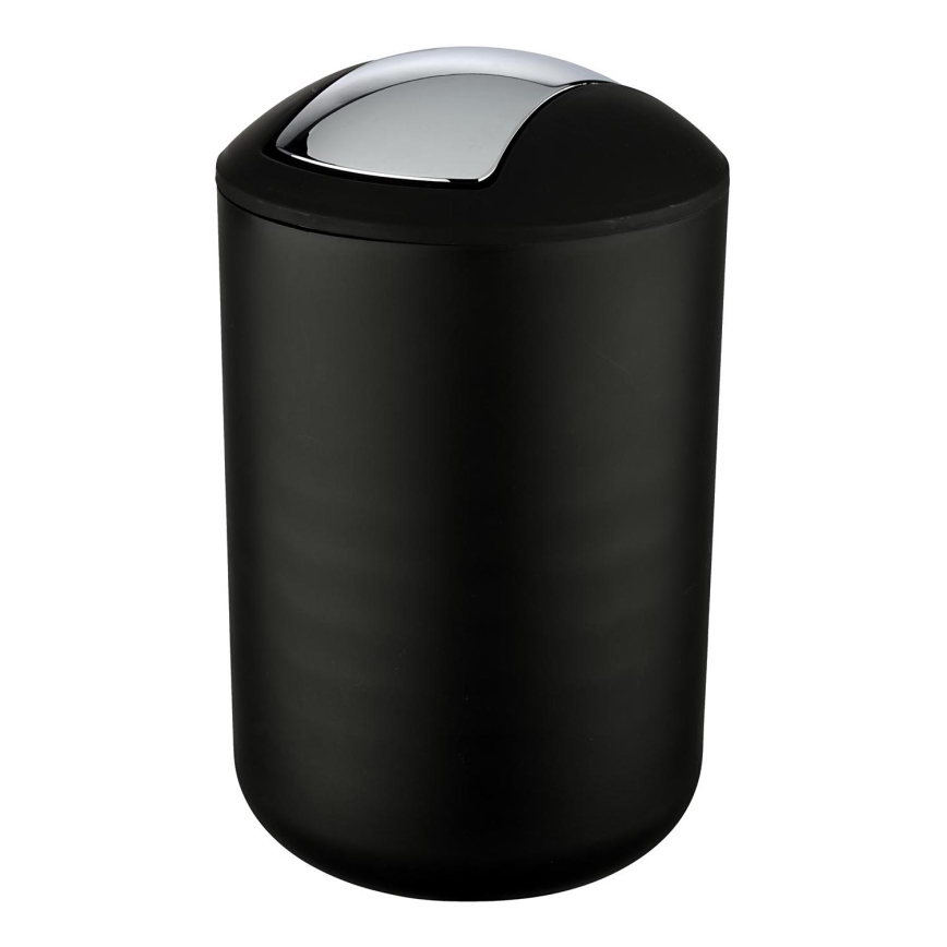 WENKO 21212100 - Сміттєвий кошик BRASIL 19,5x31 см чорний/глянцевий хром