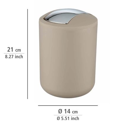 WENKO 21221100 - Корзина для мусора BRASIL 14x21 см бежевый/глянцевый хром