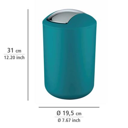 WENKO 21227100 - Сміттєвий кошик BRASIL 19,5x31 см бірюзовий/глянцевий хром