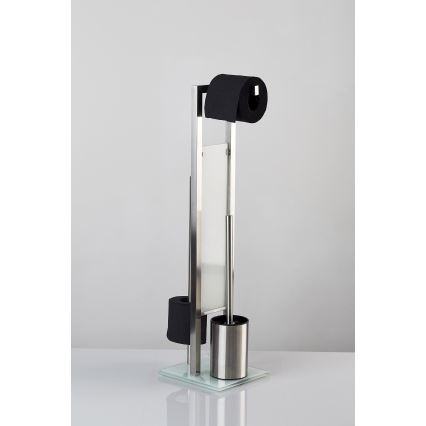 WENKO 21564100 - Щетка для унитаза RIVALTA 18x70 см нержавеющая сталь/серебристая/белая/чёрная