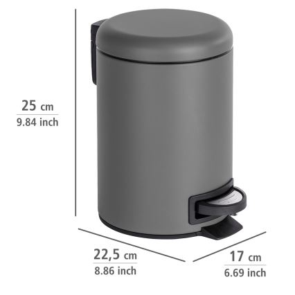 WENKO 22148100 - Корзина LEMAN 17x25 см серый/чёрный