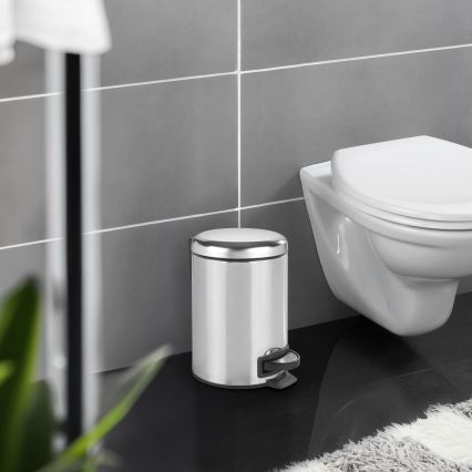 WENKO 22444100 - Сміттєвий кошик LEMAN 17x25 см нержавіюча сталь/сріблястий/чорний
