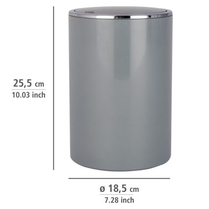 WENKO 22562100 - Корзина INCA 18,5x25,5 cm серый/глянцевый хром