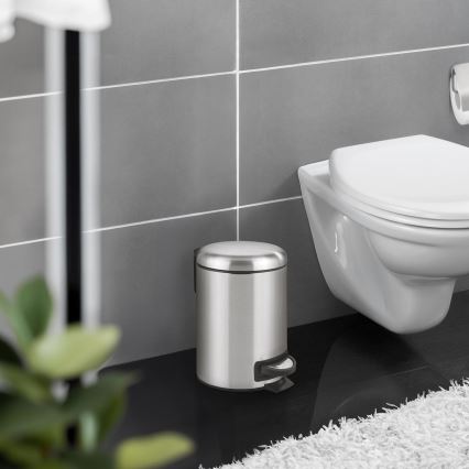WENKO 22702100 - Корзина для мусора LEMAN 17x25 см нержавеющая сталь/сатин/чёрная