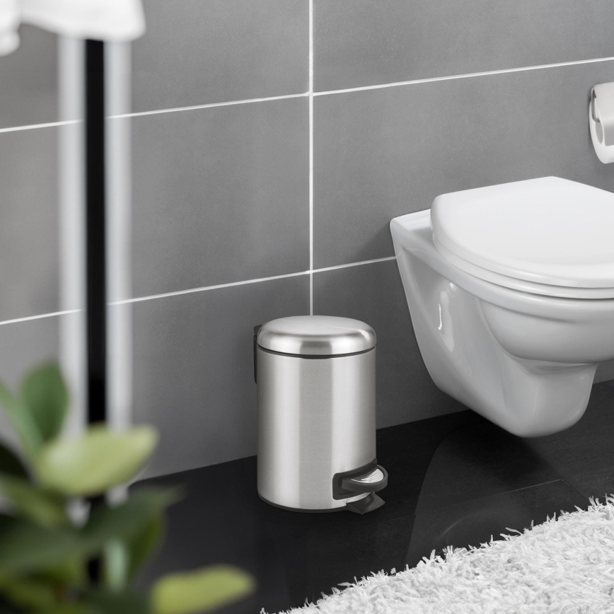 WENKO 22702100 - Корзина для мусора LEMAN 17x25 см нержавеющая сталь/сатин/чёрная