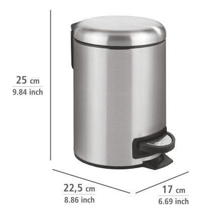 WENKO 22702100 - Кошик для сміття LEMAN 17x25 см нержавіюча сталь/сатин/чорний