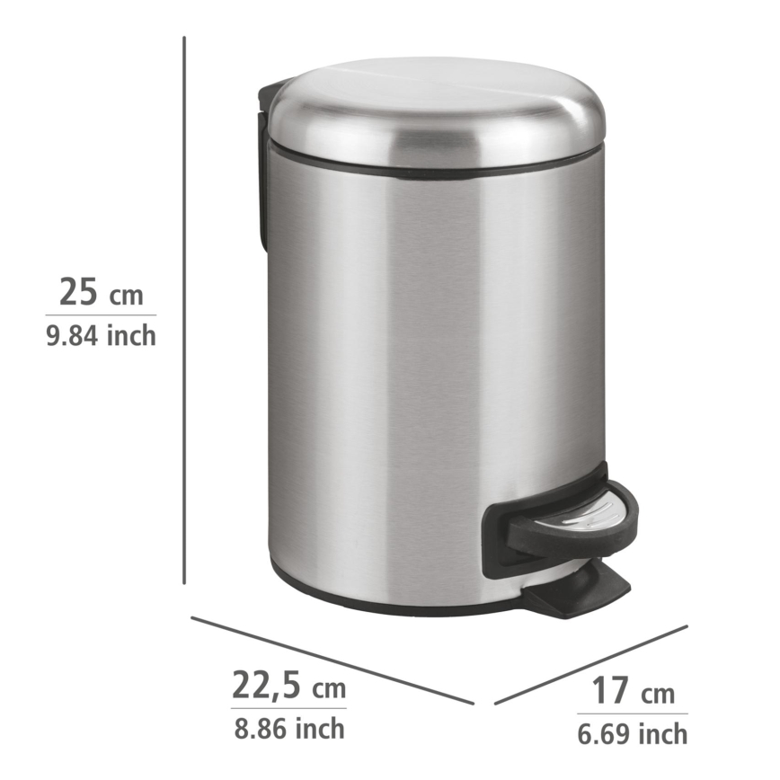 WENKO 22702100 - Кошик для сміття LEMAN 17x25 см нержавіюча сталь/сатин/чорний
