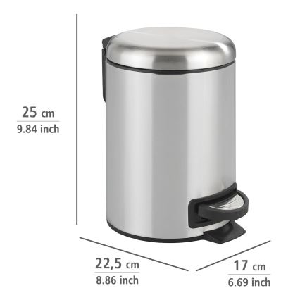WENKO 22829100 - Сміттєвий кошик LEMAN 17x25 см нержавіюча сталь/сатинове покриття/чорний