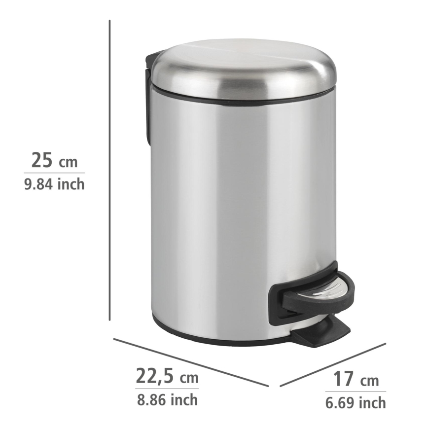 WENKO 22829100 - Сміттєвий кошик LEMAN 17x25 см нержавіюча сталь/сатинове покриття/чорний