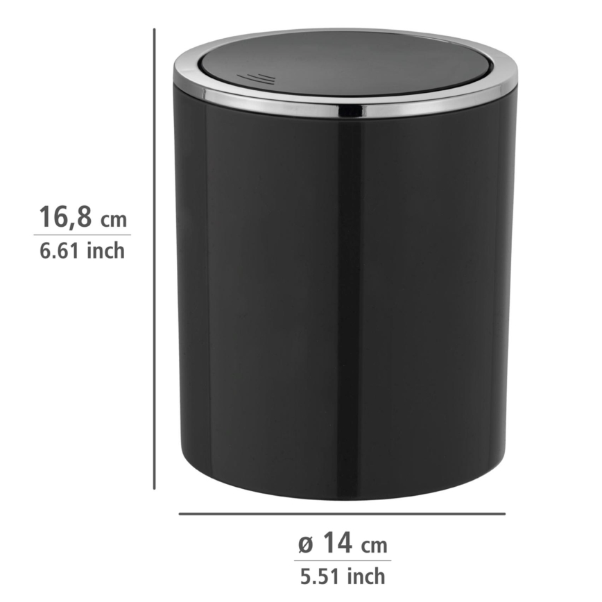 WENKO 23934100 - Корзина INCA 14x16,8 см чёрный/глянцевый хром