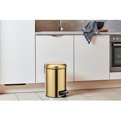 WENKO 24009800 - Корзина для мусора LEMAN 17x25 см нержавеющая сталь/золотой/чёрный