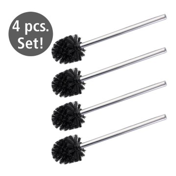 WENKO 24089800 - туалетна щітка 8x35 см, з нержавіючої сталі, срібляста/чорна