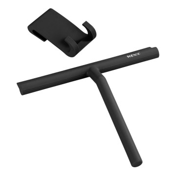 WENKO 24171100 - Скребок для душової кабіни MOLA 21x24,5 cm нержавіюча сталь/чорний