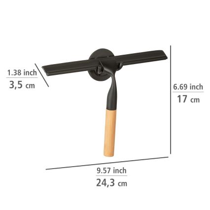 WENKO 24834100 - Бамбуковий ракель 24,5x17 cm нержавіюча сталь/чорний/коричневий