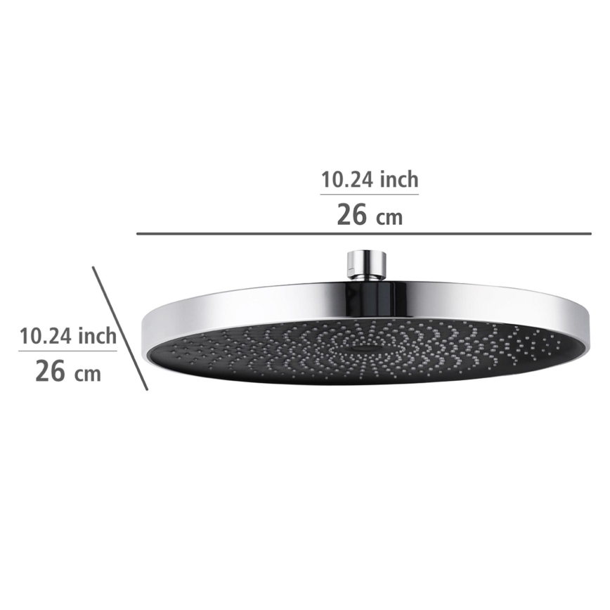 WENKO 24910100 - Душова лійка SOFTWATER 26x26 см, блискучий хром/чорний