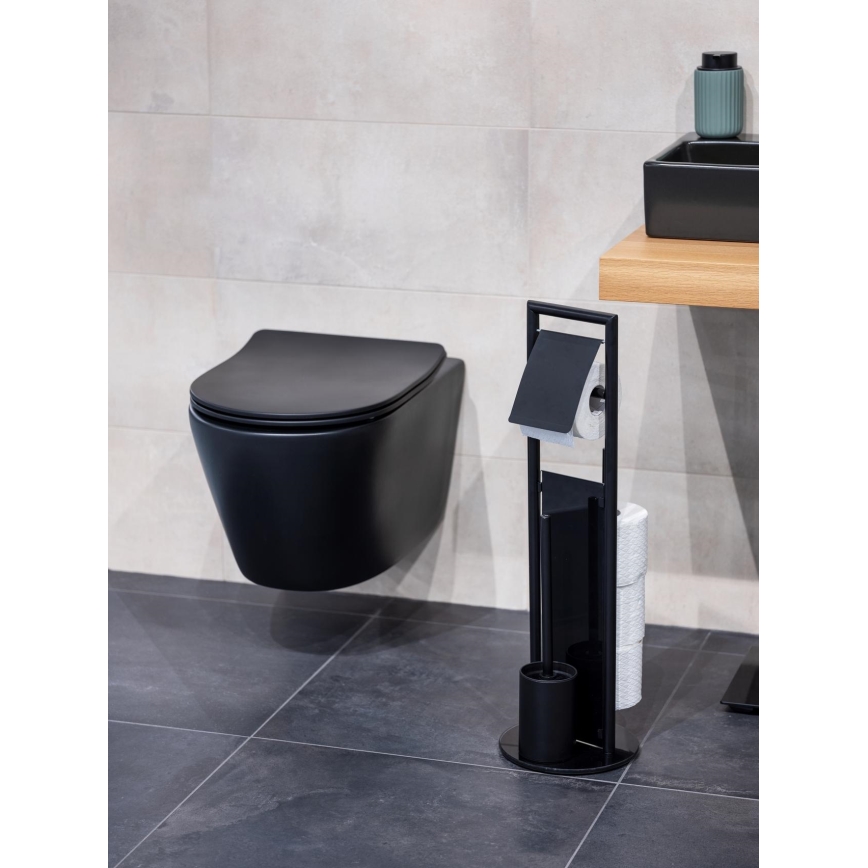 WENKO 24982800 - Комплект для WC RAVINA 20x70 cm нержавіюча сталь/чорний