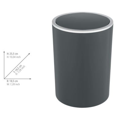 WENKO 25146100 - Корзина INCA, 18,5x25,5 см, антрацит/глянцевый хром