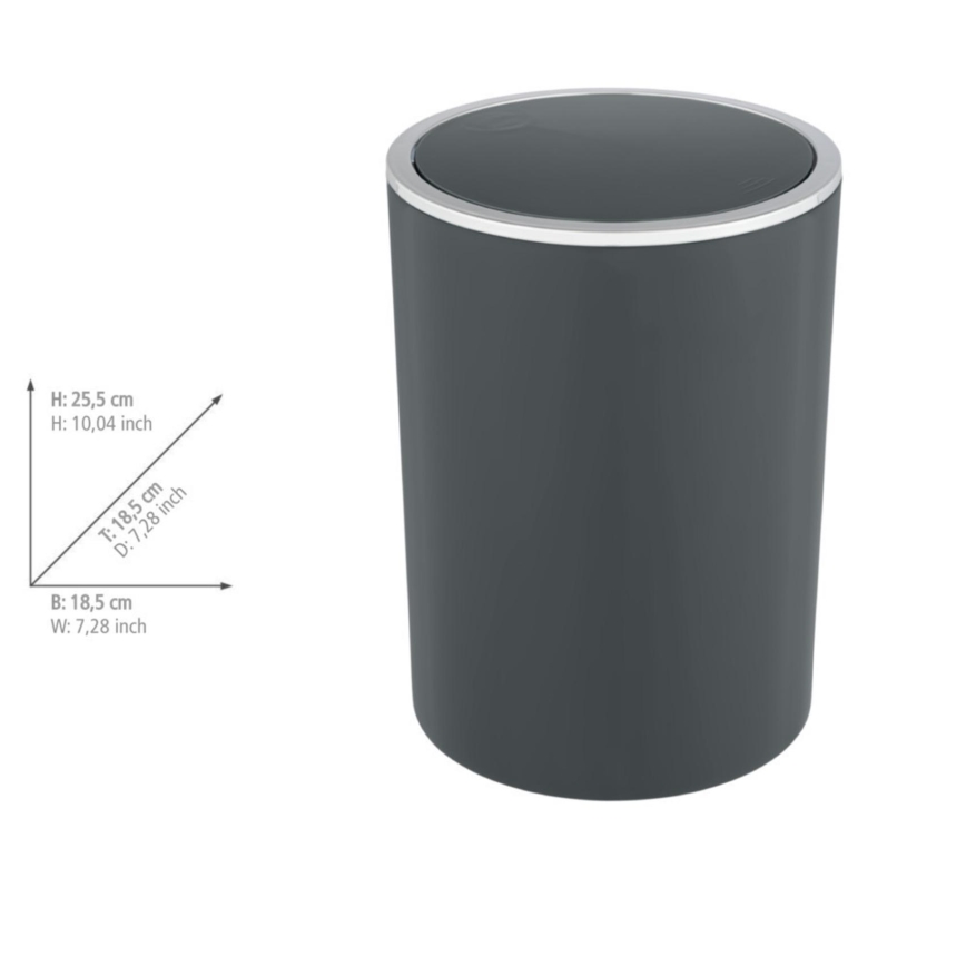 WENKO 25146100 - Корзина INCA, 18,5x25,5 см, антрацит/глянцевый хром