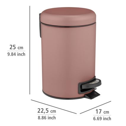 WENKO 25155100 - Корзина для мусора LEMAN 17x25 cm розовая/чёрная