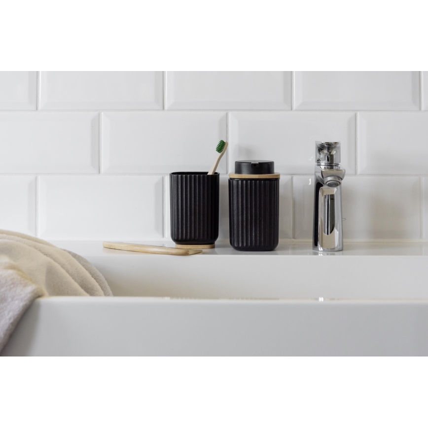 WENKO 25297100 - Стакан для зубної щітки ROTELLO 8,5x11 cm чорний/коричневий