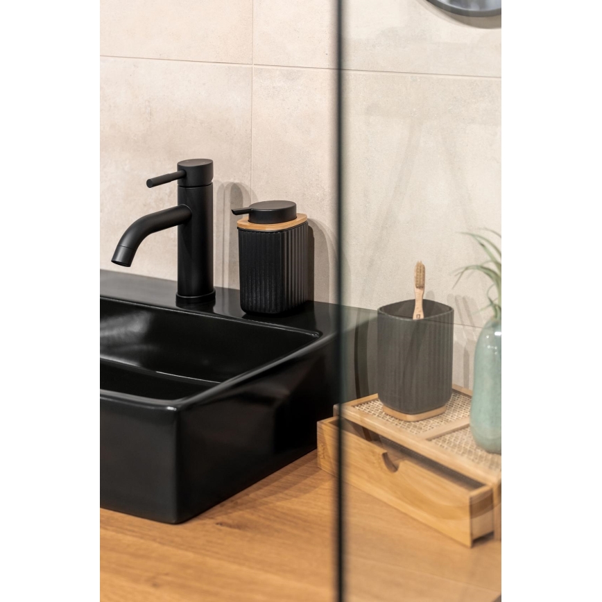 WENKO 25297100 - Стакан для зубної щітки ROTELLO 8,5x11 cm чорний/коричневий