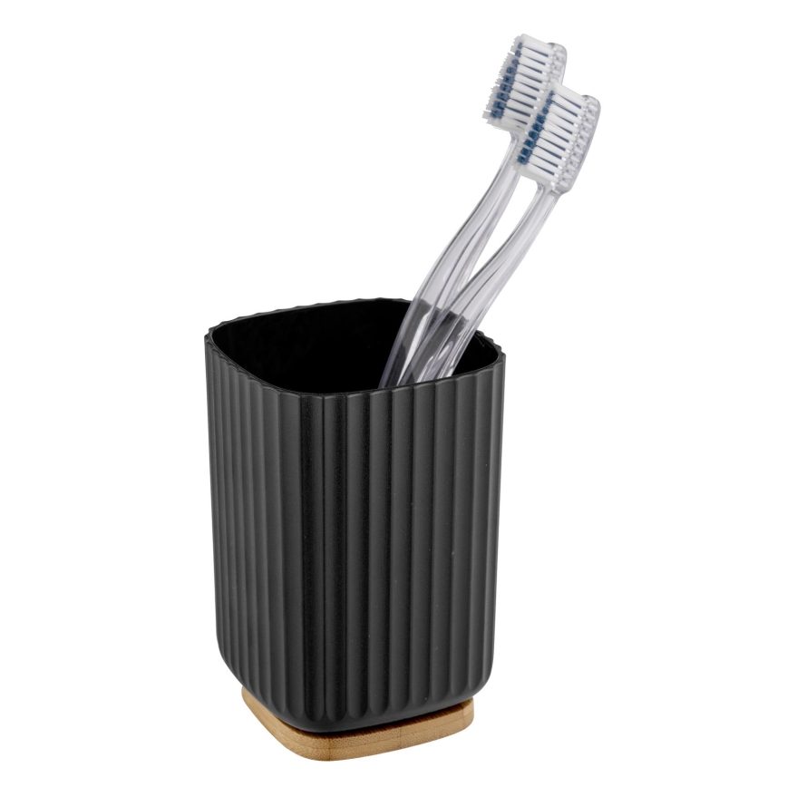 WENKO 25297100 - Стакан для зубної щітки ROTELLO 8,5x11 cm чорний/коричневий