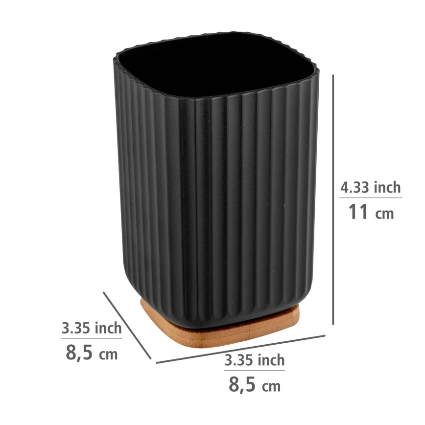 WENKO 25297100 - Стакан для зубных щеток ROTELLO 8,5x11 cm черный/коричневый