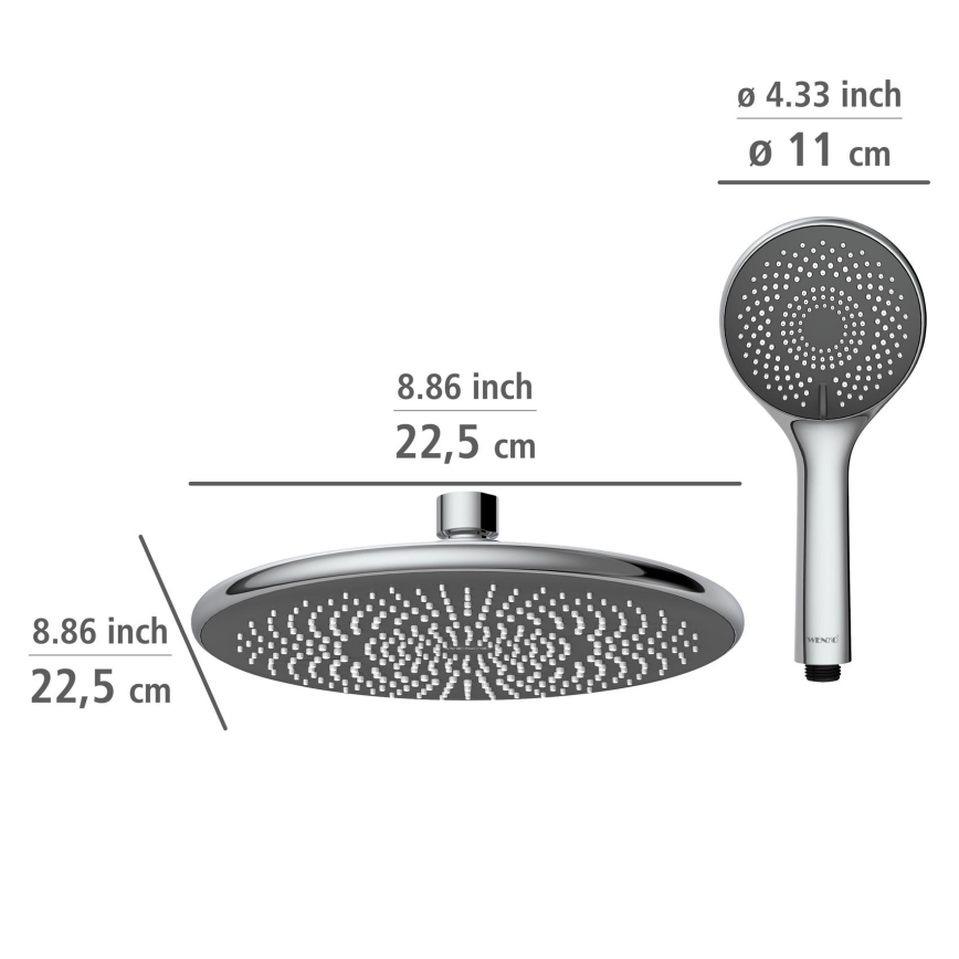 WENKO 25310100 - Душовий комплект WATERSAVING SYSTEM нержавіюча сталь/глянцевий хром