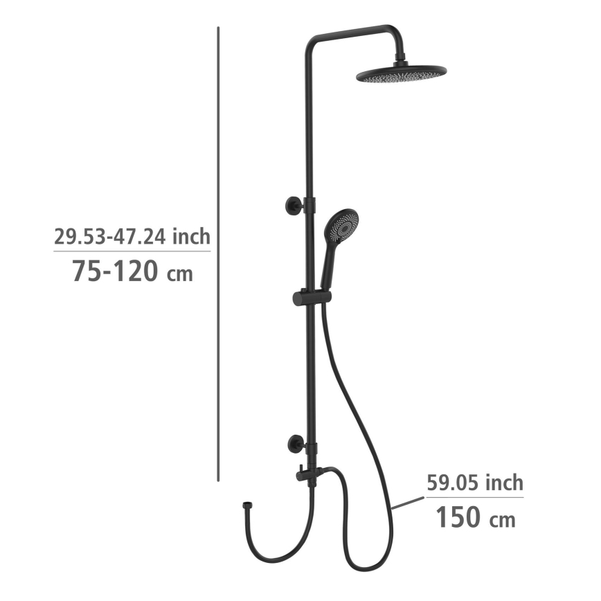 WENKO 25311100 - Душевой комплект WATERSAVING SYSTEM 120 см чёрный