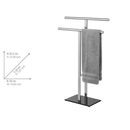 WENKO 25389100 - Стойка для полотенец LAVA 50x81,5 см нержавеющая сталь/серебристый/чёрный