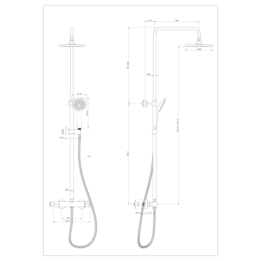WENKO 25484100 - Душевая система WATERSAVING SYSTEM 12x120 см чёрная