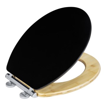 WENKO 25772100 - Сиденье для унитаза BAMBUZA 37x44 см черный/коричневый/глянцевый хром